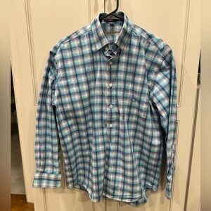Alan Flusser Pastel Blue Plaid Button Down Size M